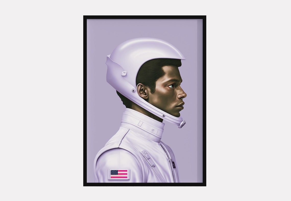 Astronaut in Purple Space Suit Profile Portrait Minimalist Poster