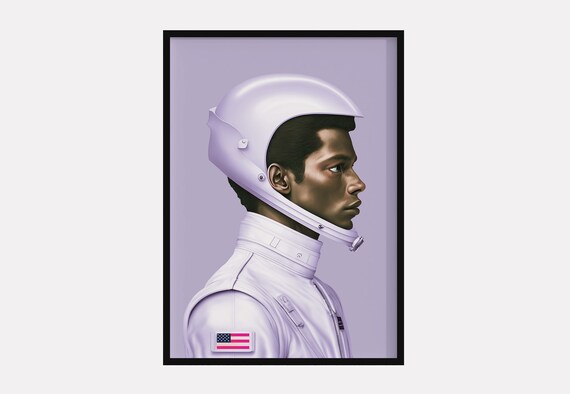 Astronaut in Purple Space Suit Profile Portrait Minimalist Poster