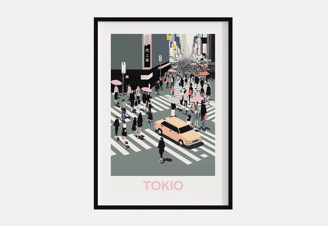 Tokyo Shibuya Crossing Busy Crowd Street Scene Travel Poster