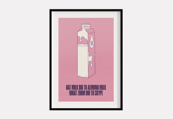 Vintage Oat Milk Poster Funny Quote Wall Art Kitchen Decor Oat Milk Carton Breakfast Art Print Breakfast Poster Oat Milk Poster