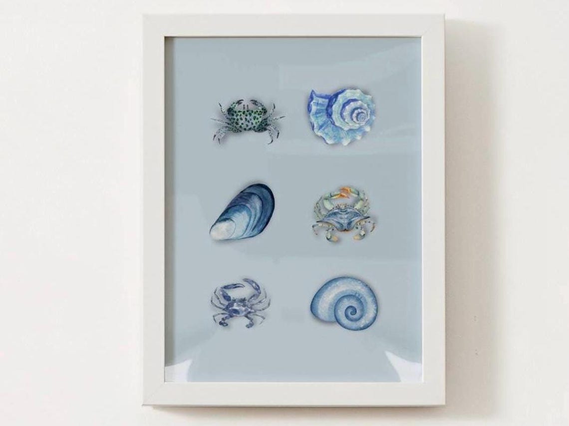 Seashells Pdf By The Sea Art Print Poster Pdf Gallery Wall Art Ocean Treasures