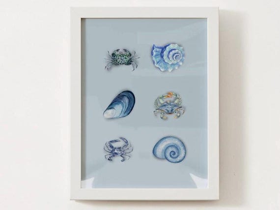 Seashells Pdf By The Sea Art Print Poster Pdf Gallery Wall Art Ocean Treasures