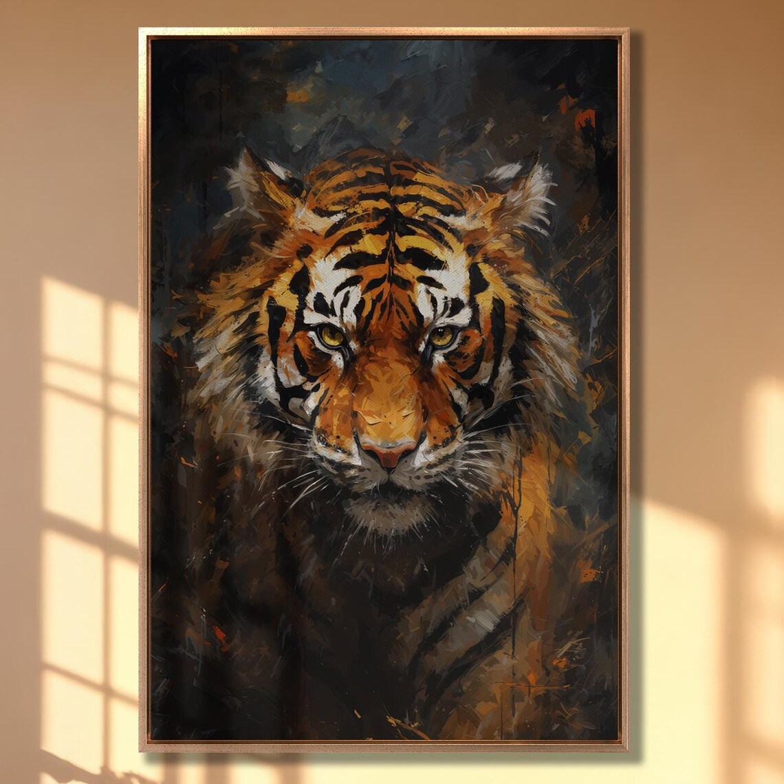 Tiger Oil-Painting Style Art Print, Jungle Wildlife