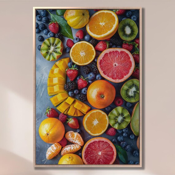 Vibrant Fresh Fruits Wall Art Colorful Fruit Photography Print Bright Kitchen Wall Decor Healthy Food Vertical Poster Ready To Hang