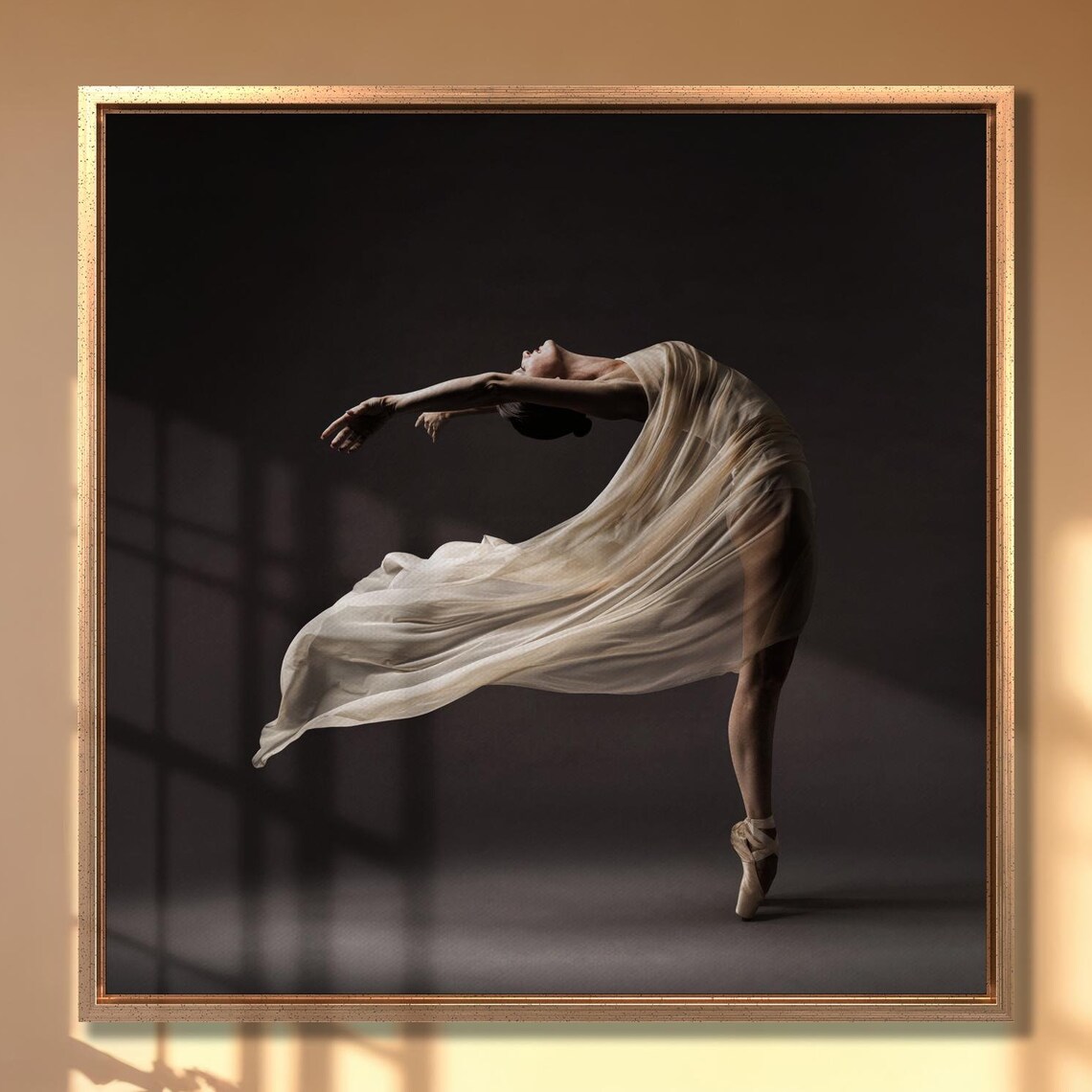 Elegant Ballerina Dancing Art Print, Modern Ballet
