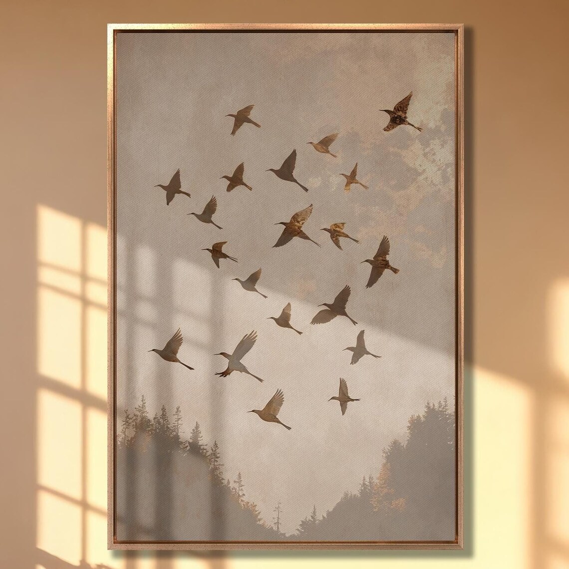 Flock Of Birds Minimalist Nature Wall Art Print