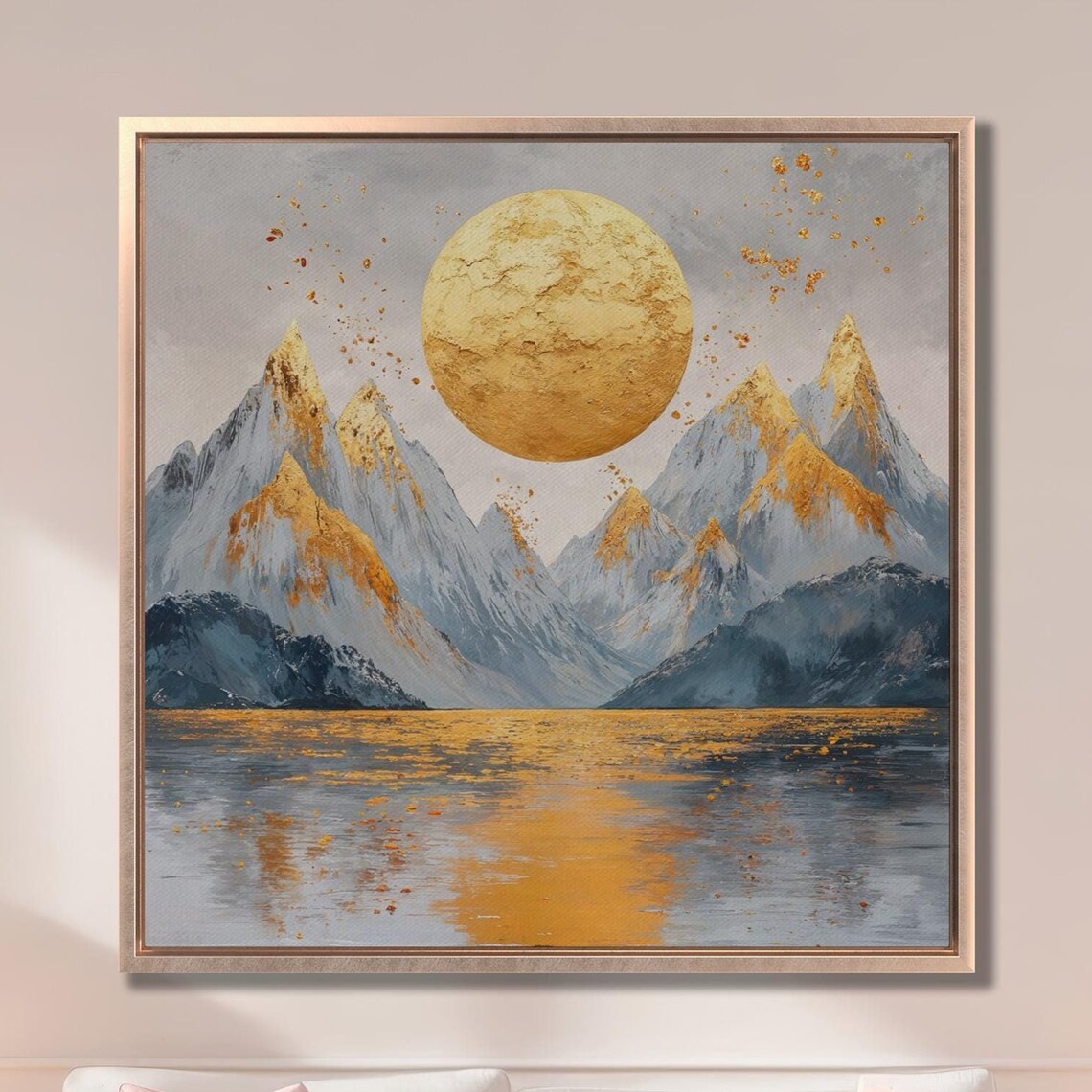 Surreal Landscape Wall Art Sun And Mountain Painting Print Luxury Wall Decor Abstract Mountains Scenery Poster Ready To Hang Gift
