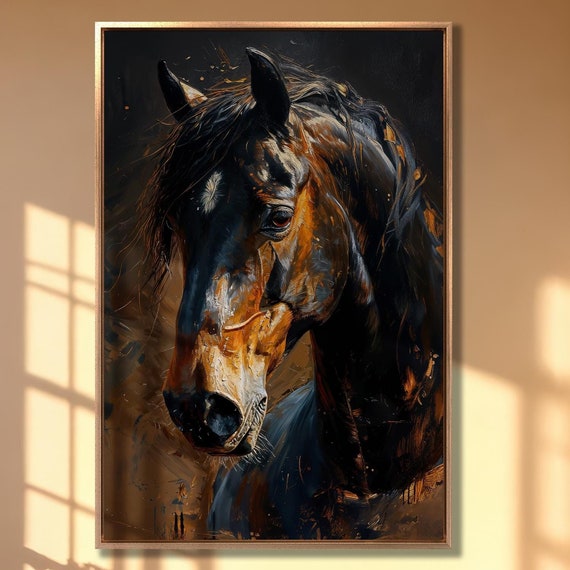 Horse With A Golden Coat Painting Art Print, Farmhouse Decor
