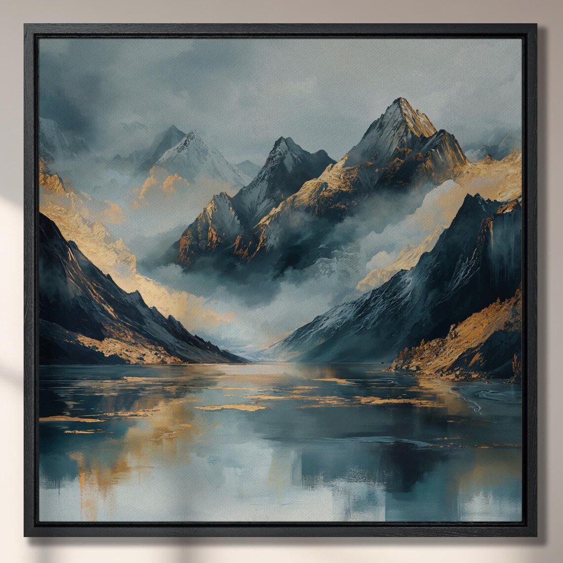 Misty Mountain Range Lake View Landscape Poster
