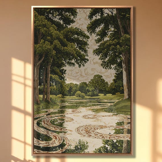 Nature Landscape Extra Large Framed Print Green Trees And Pond Wall Art Scenic Forest Scene Decor Gift For Home Ready To Hang