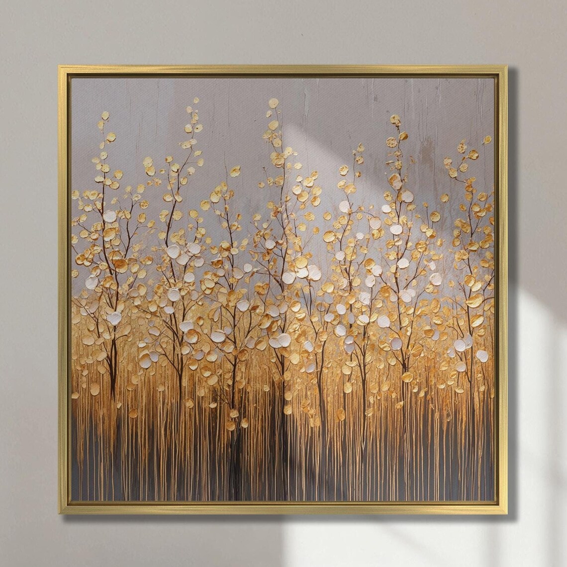 Abstract Golden Grove With Drip Effect Modern Art Wall Poster