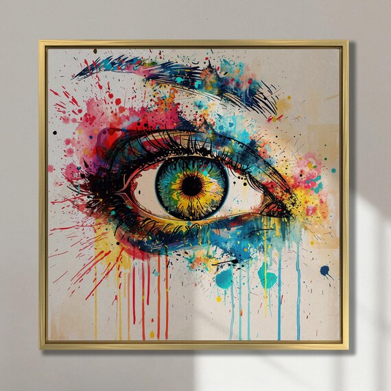 Colorful Eye Pop Art Painting Print, Abstract Decor