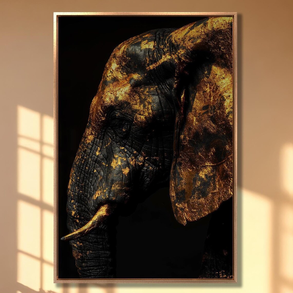Gilded Elephant Profile, African Safari Poster Print