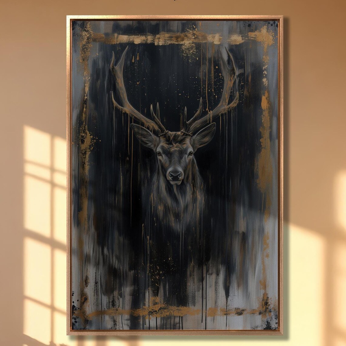 Majestic Stag Portrait Painting, Wildlife Poster