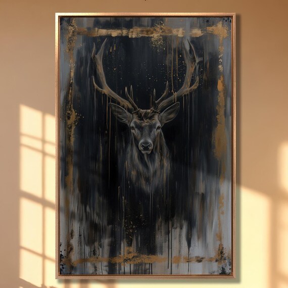 Majestic Stag Portrait Painting, Wildlife Poster