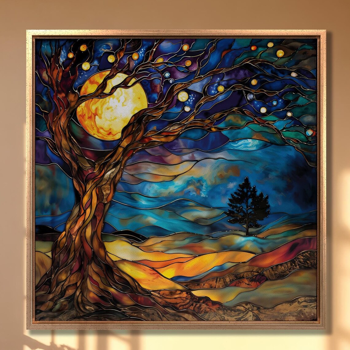 Tree of Life Moon Poster, Abstract Modern Landscape