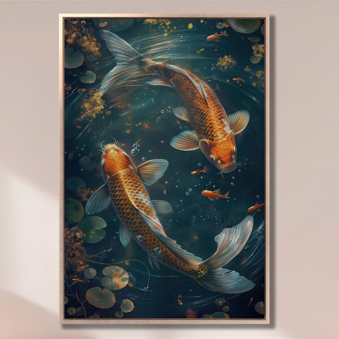 Koi Fish Abstract Art Print, Modern Aquatic Decor