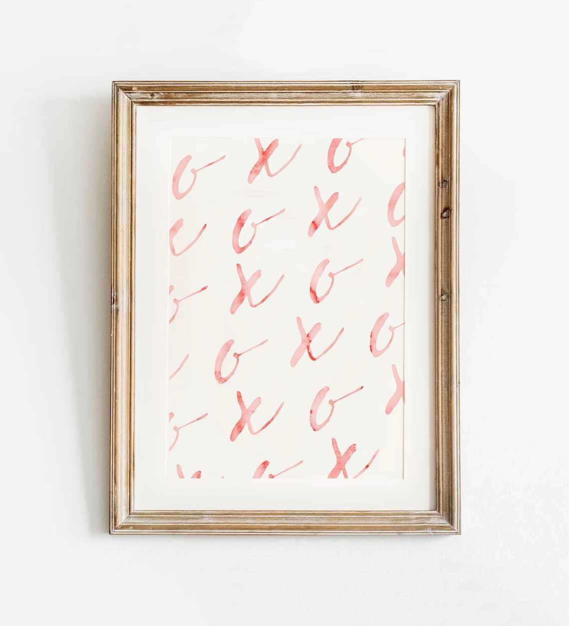 XOXO Pink Watercolor Script Pattern Valentine Sweetheart Poster