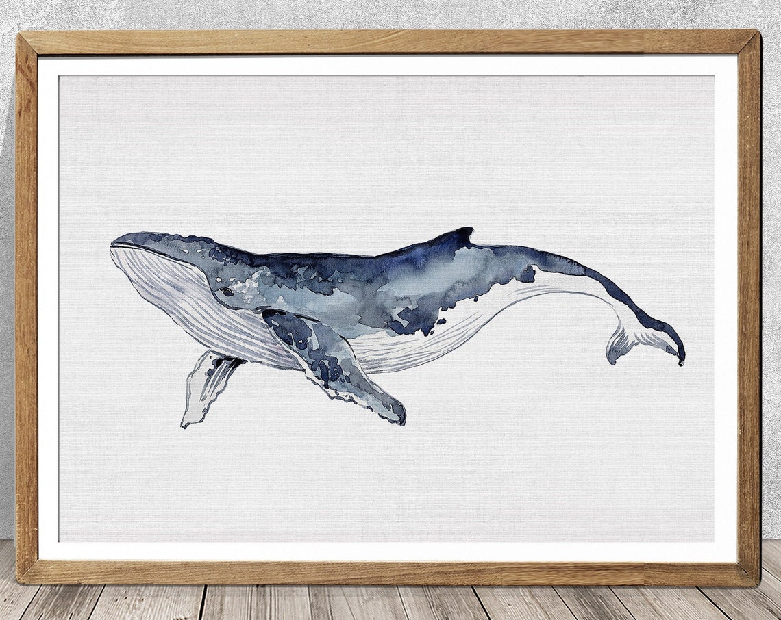 Humpback Whale Watercolor Art Print, Nursery Decor