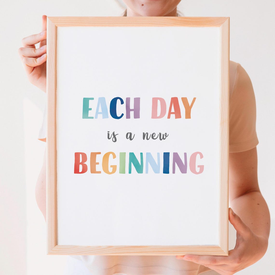 Each Day Is a New Beginning Rainbow Quote Classroom Wall Poster - Image 3