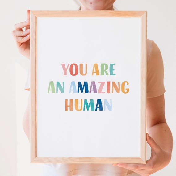 You Are An Amazing Human Rainbow Calming Corner Poster Therapy Office Decor School Counselor Montessori Materials