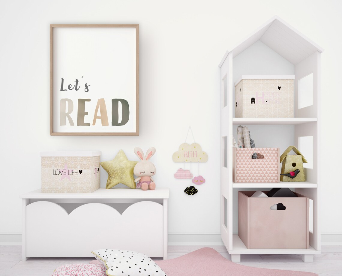 Neutral Lets Read Poster, Playroom Room Decor - Image 4
