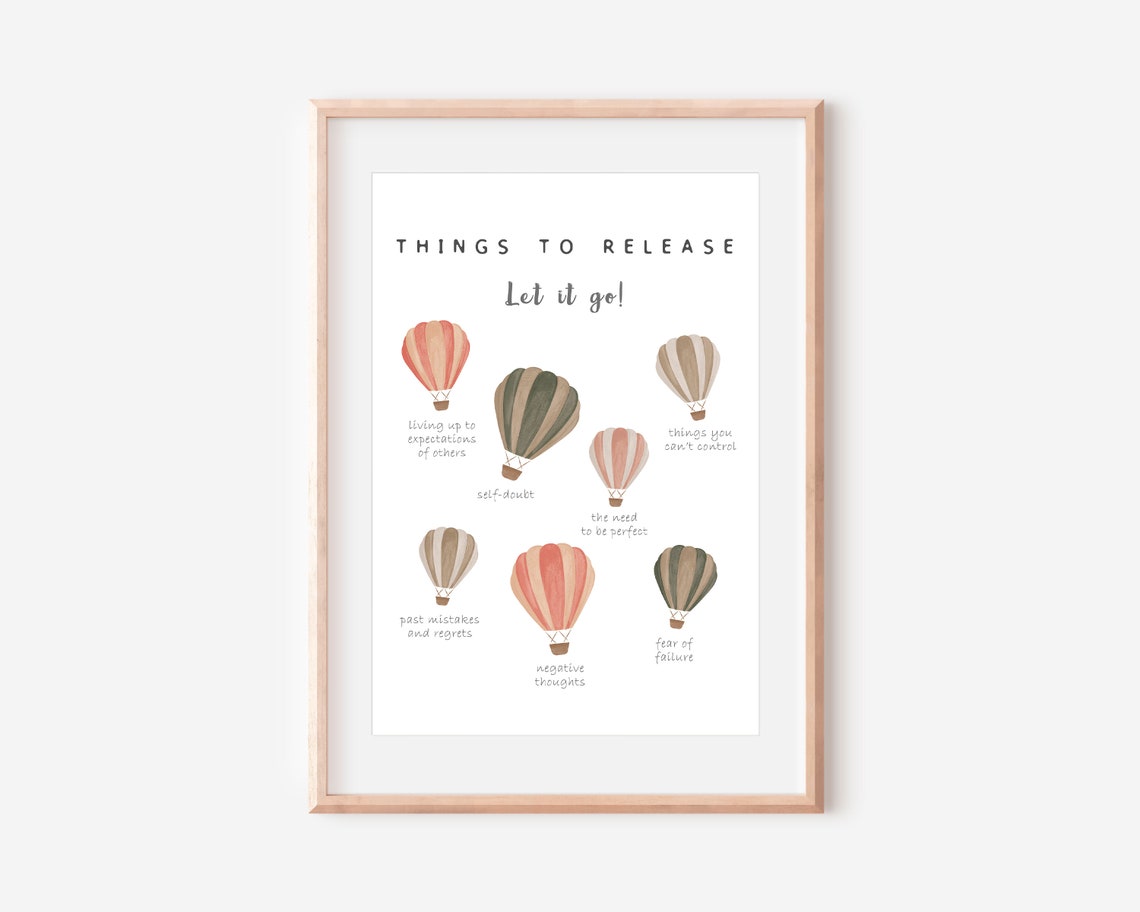 Things To Release Let It Go Hot Air Balloon Therapy Office Poster - Image 2