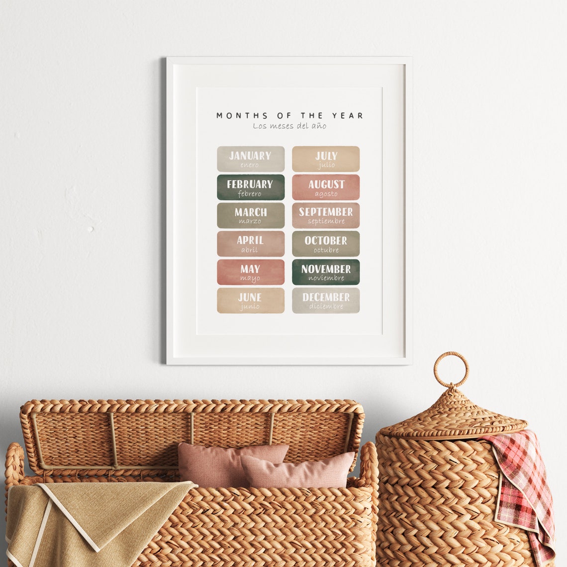 Months of the Year Bilingual English Spanish Learning Poster - Image 2