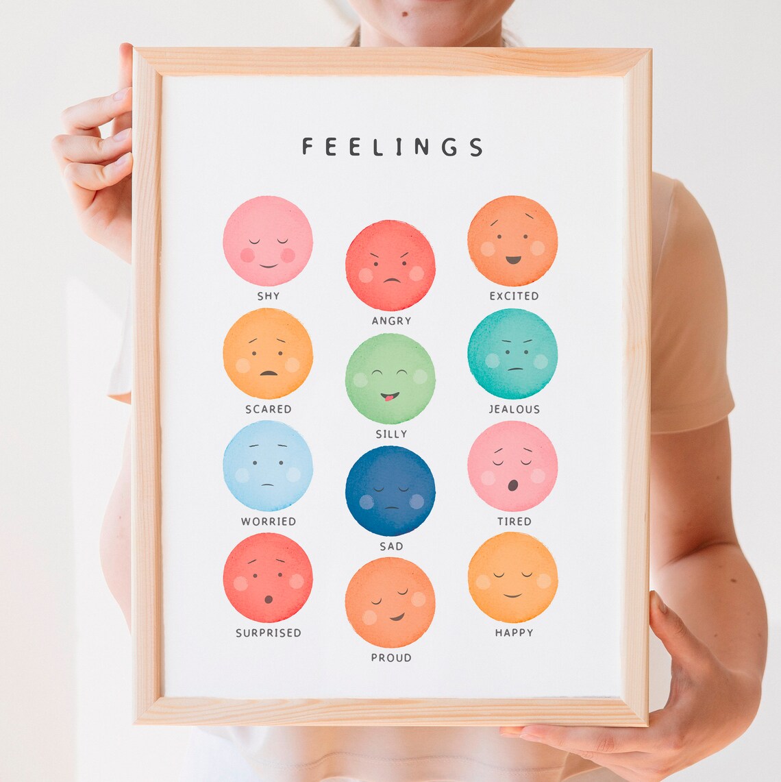 Rainbow Feelings Chart Poster, Homeschool Decor