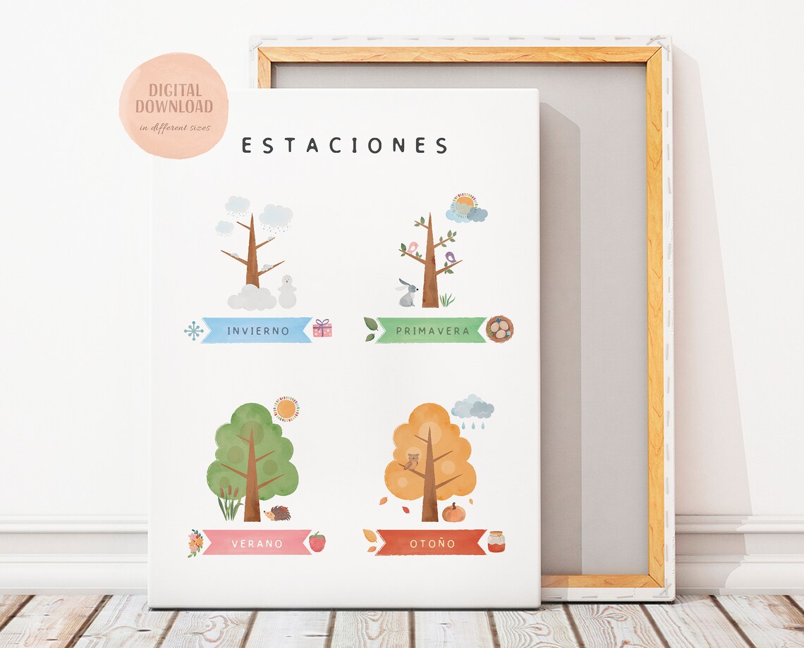 Seasons Poster in Spanish, Educational Nursery Art Print - Image 2