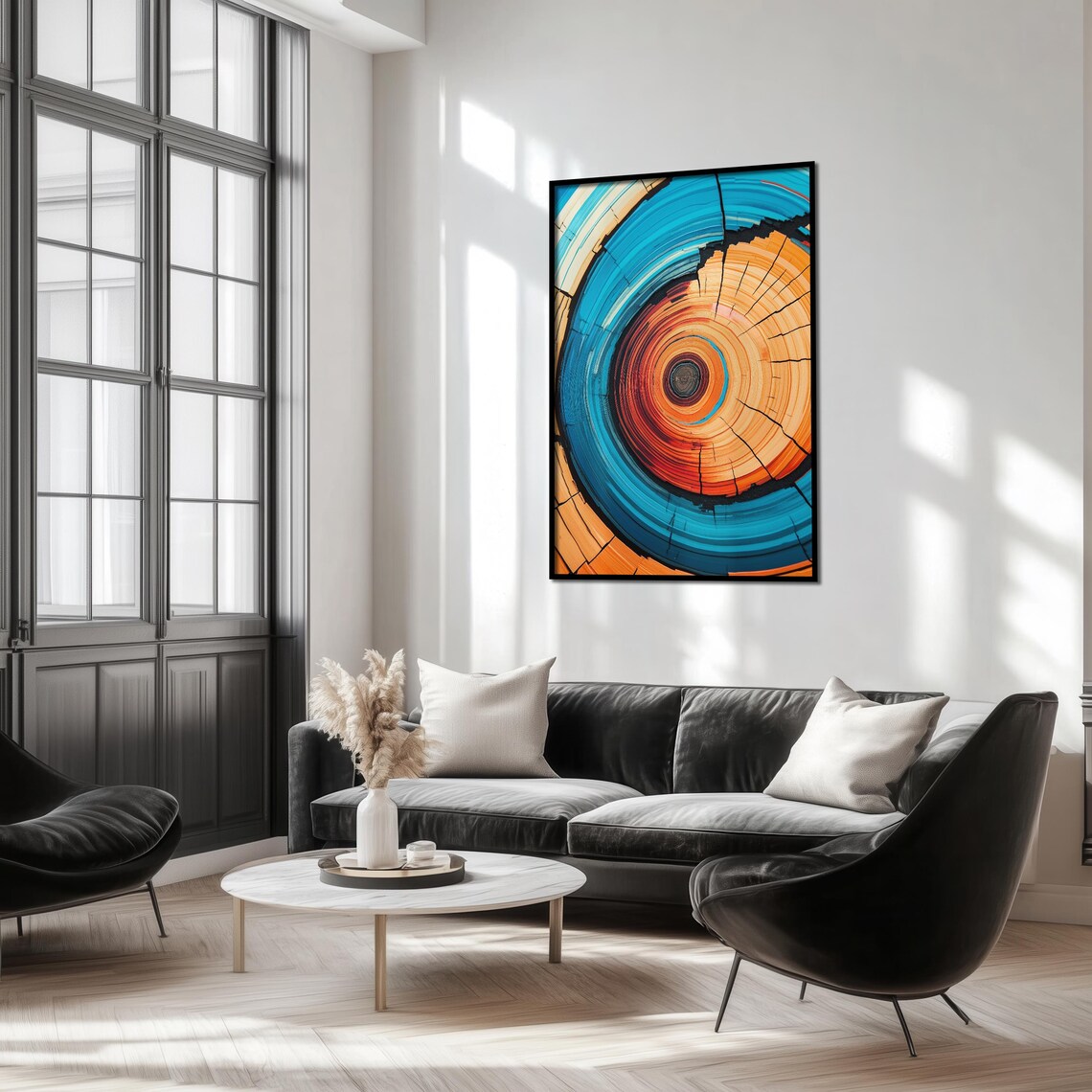 Tree Ring Print, Vibrant Modern Abstract Pattern - Image 3