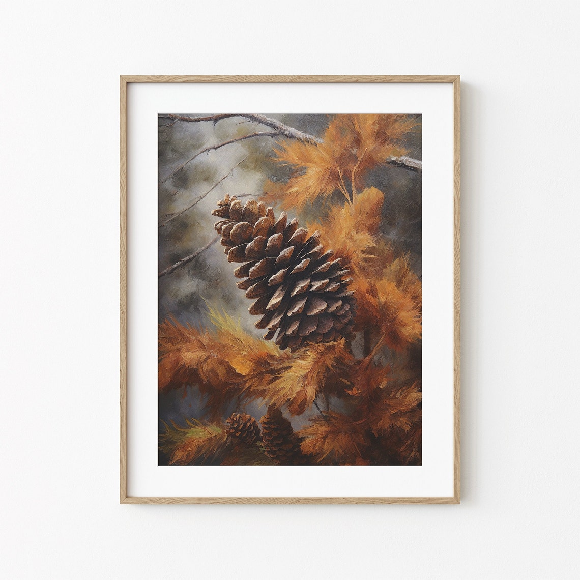 Pine Cones Golden Autumn Foliage Vintage Nature Still Life Poster - Image 4