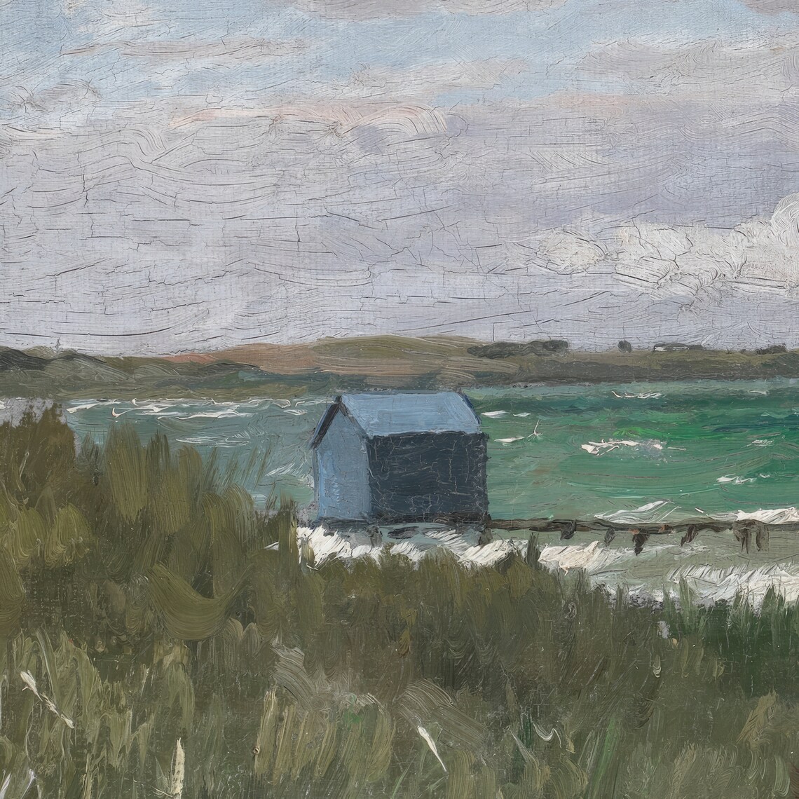 Scandinavian Beach Dunes Bath House Pier Nordic Coastal Seascape Travel Poster - Image 4