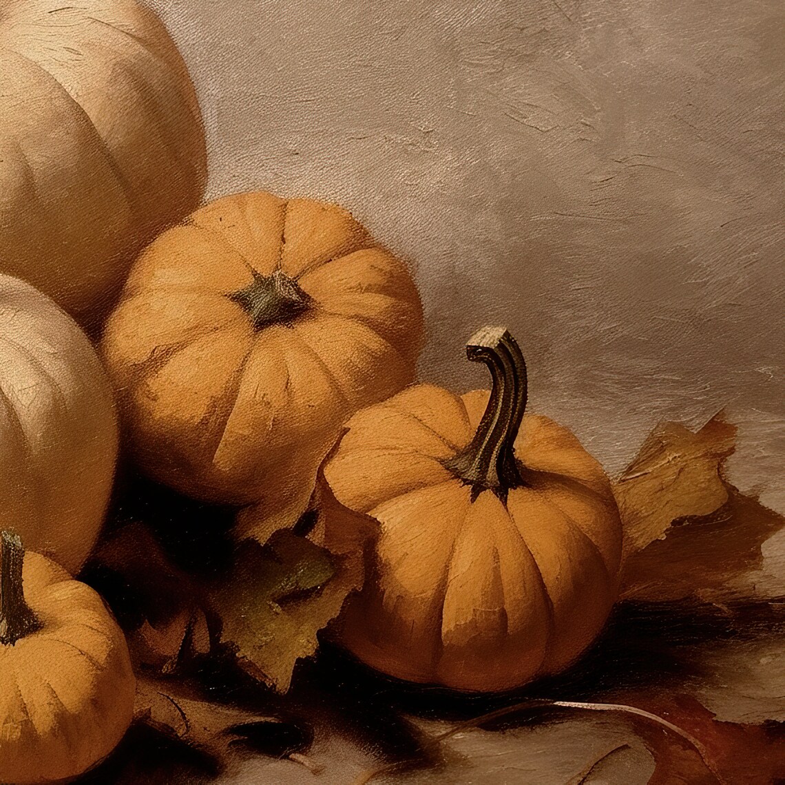 Neutral Pumpkins Cream Orange Vintage Fall Still Life Poster - Image 4