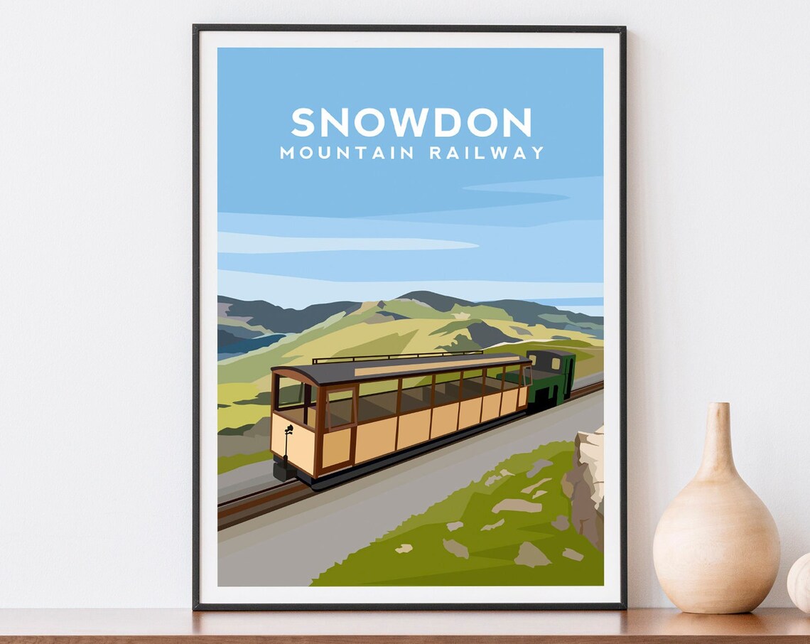 Snowdon Mountain Railway Travel Poster, Eryri Wales