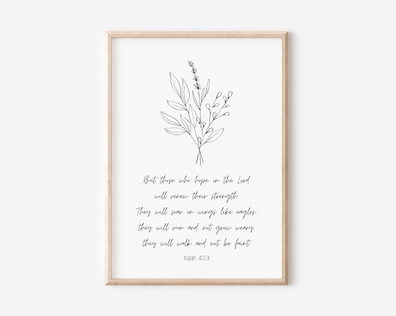 Isaiah 4031 Wings Like Eagles Minimal Line Art Scripture Poster