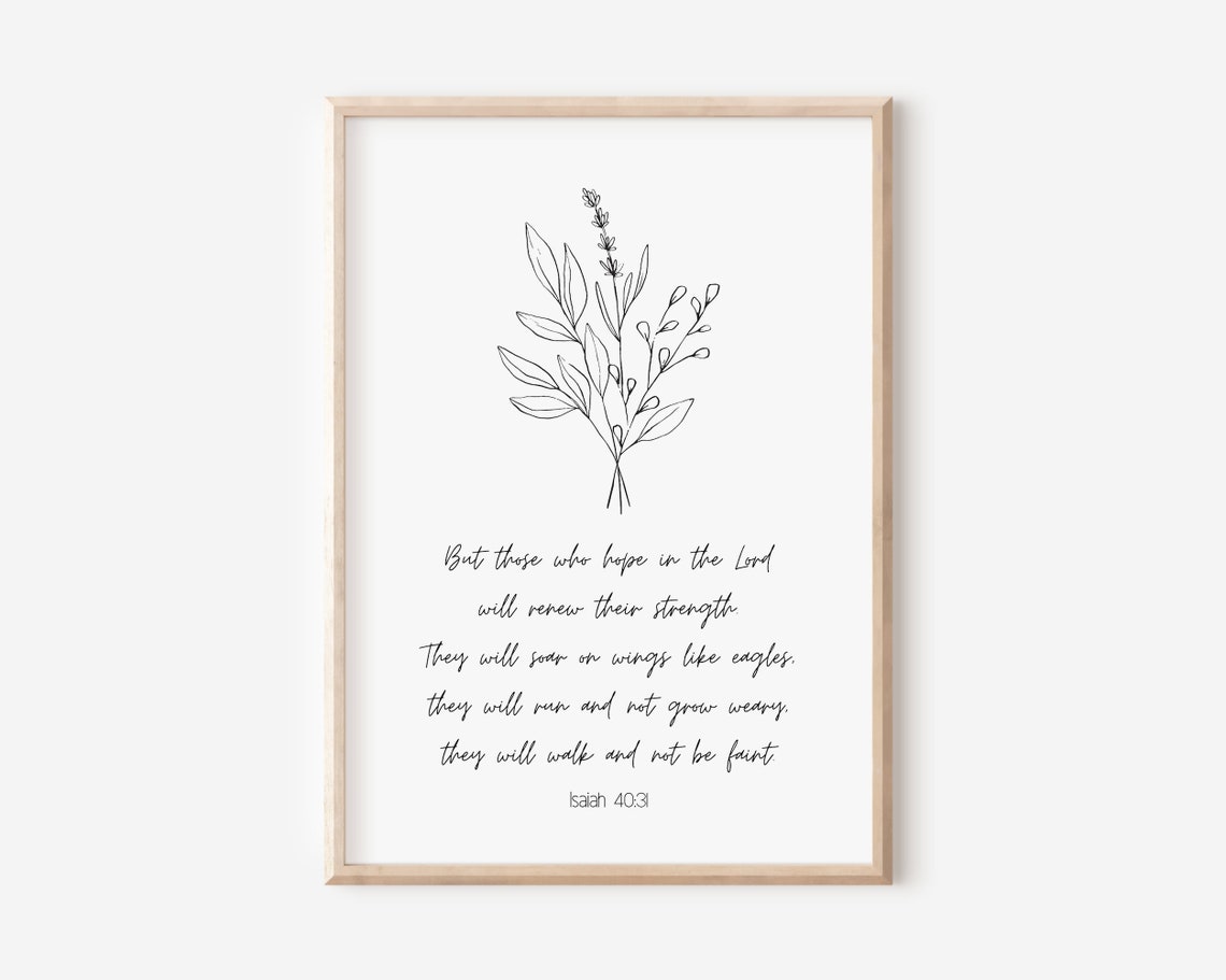 Isaiah 4031 Wings Like Eagles Minimal Line Art Scripture Poster
