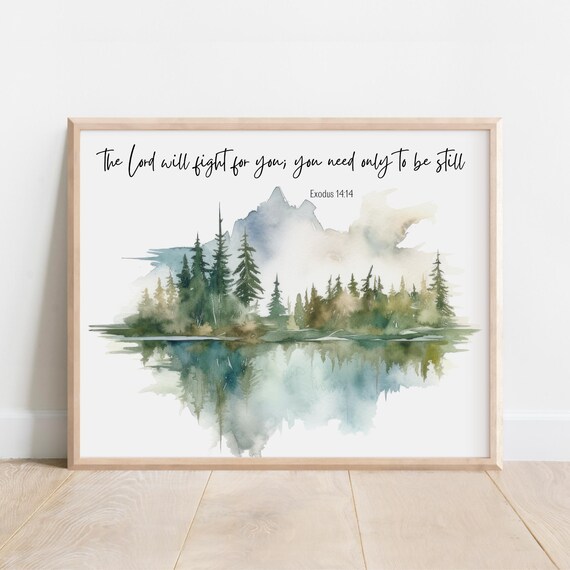 Exodus 1414 The Lord Will Fight For You Watercolor Art Poster