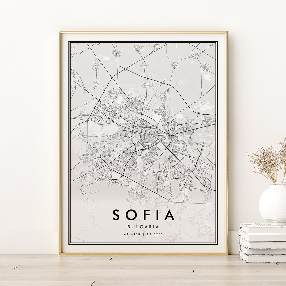 Sofia Map Print, Minimalist Travel Poster