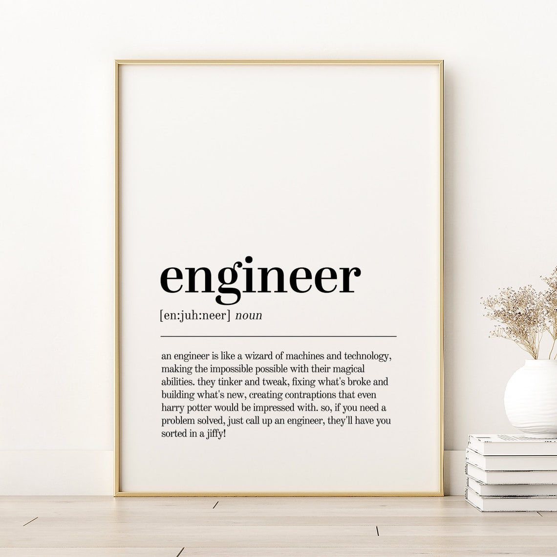 Engineer Wizard of Machines Dictionary Definition Minimalist Poster
