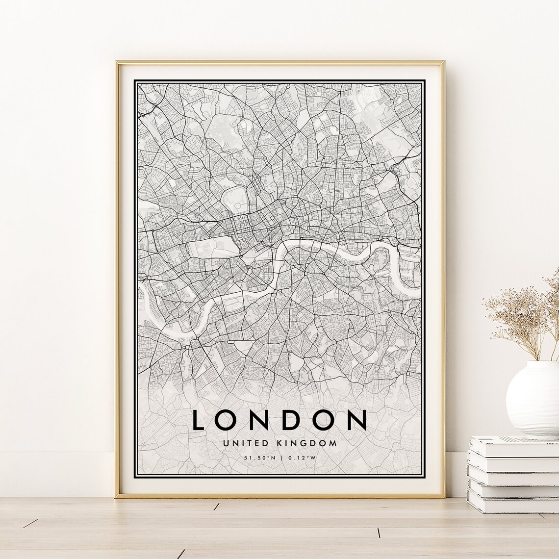 London Map Print, Retro City Road Poster