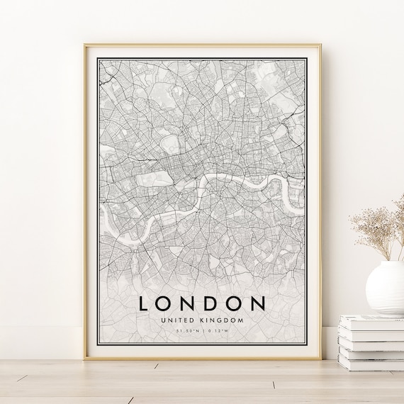 London Map Print, Retro City Road Poster