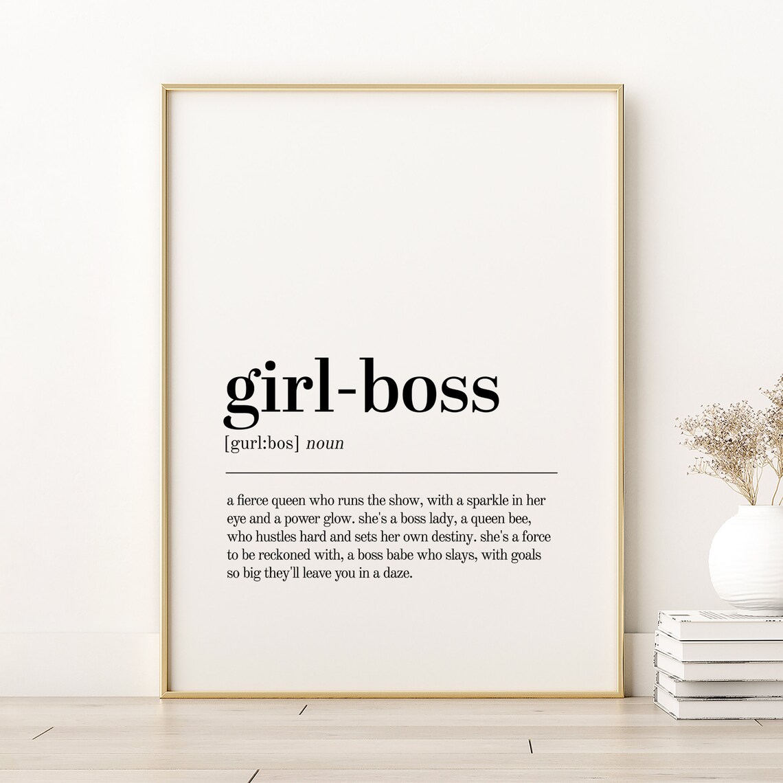 Girlboss Definition Print Girl Bossquote Poster Wall Art Prints Minimalist Personalized Gift