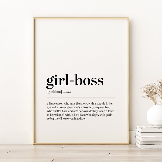 Girlboss Definition Print Girl Bossquote Poster Wall Art Prints Minimalist Personalized Gift