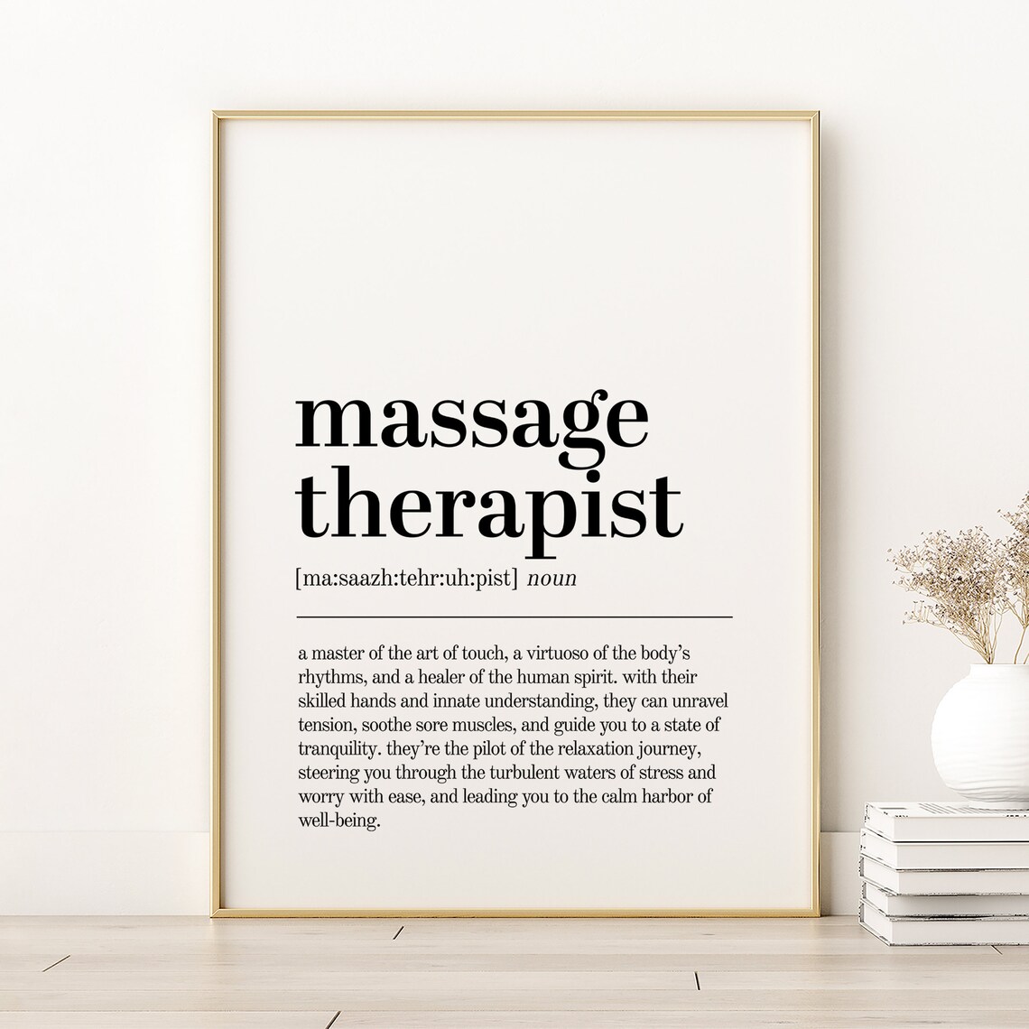 Massage Therapist Definition Art Print, Birthday Gift