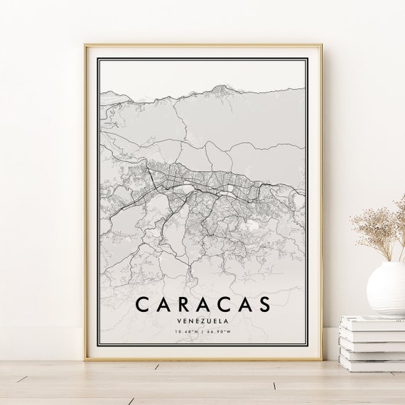 Caracas Map Print Venezuela Town Poster Minimalist Retro City Street Art Gifts For Her