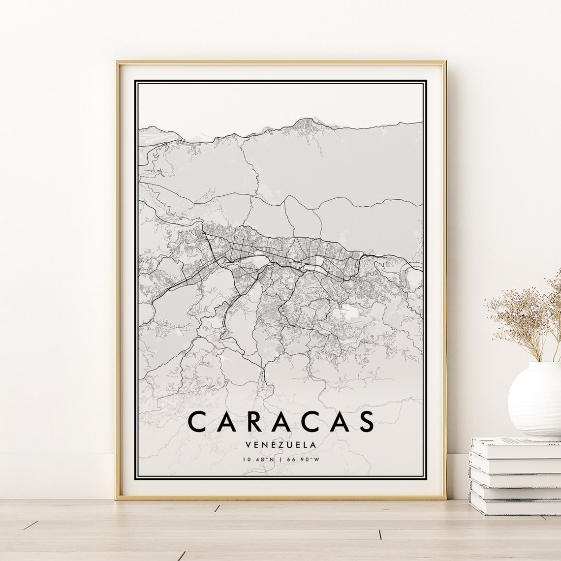 Caracas Venezuela Minimalist Street Map Coordinates Travel Poster