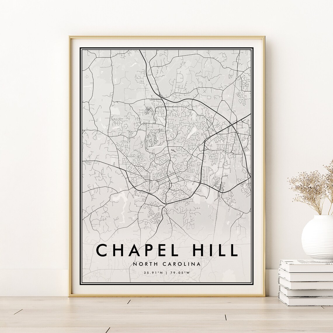 Chapel Hill Map Print, North Carolina Retro Poster