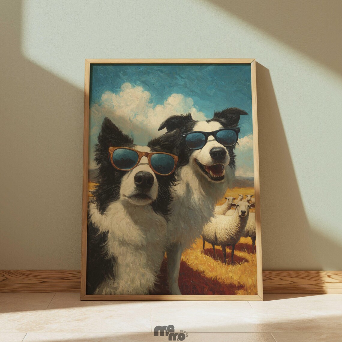 Farm Dog Selfie With Sheep, Vintage Country Poster