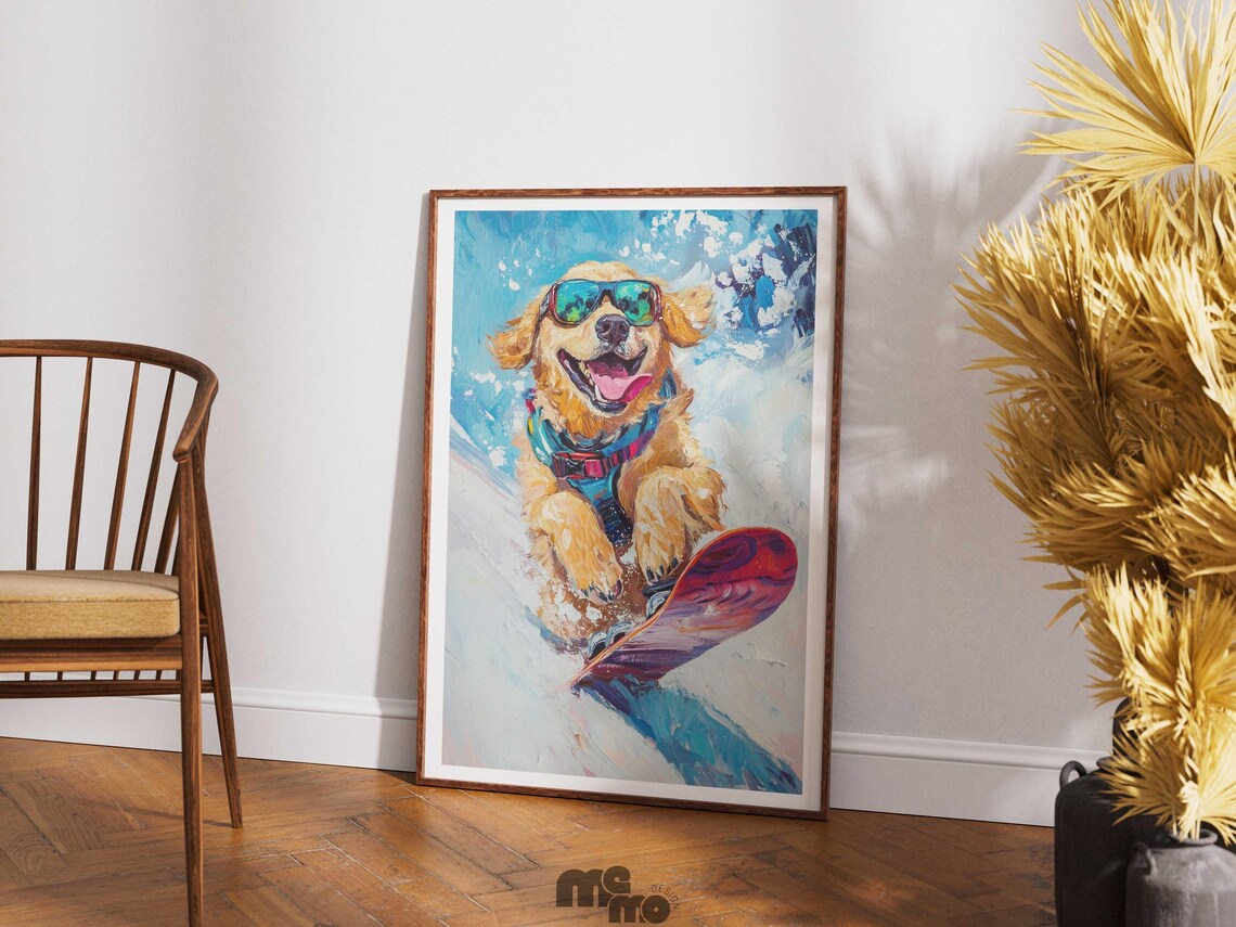 Golden Retriever Dog Bath, Funny Pet Art Print - Image 3
